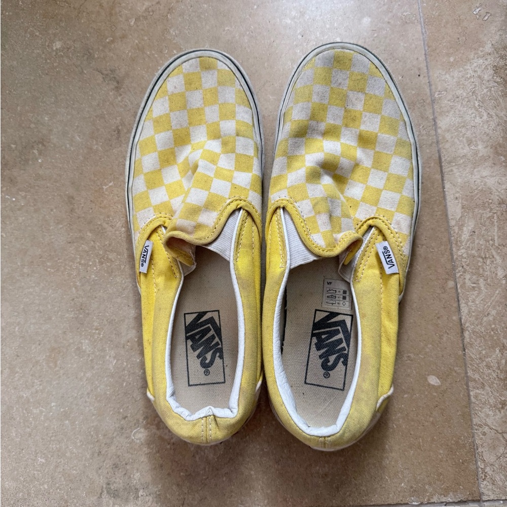 Vans Classic Slip Ons Yelllow Checkered